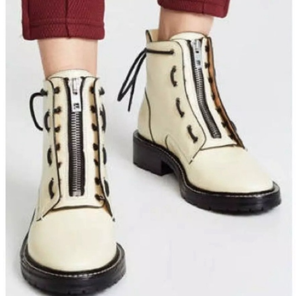 🎉HP🎉 Rag & Bone Cannon Crinkle Leather Boots In Antique White size 37.5